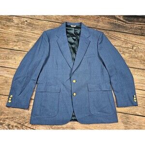 Vintage Hamrick's USA Blazer Jacket Sports Coat Blue Golden Button Men's 46R EUC